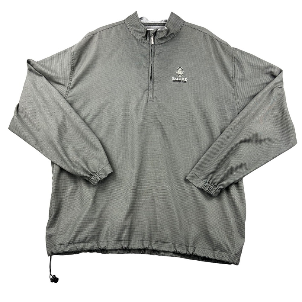 Ashworth Mens 2X Grey Houndstooth Quarter Zip Golf Pullover Gaylord Country Club